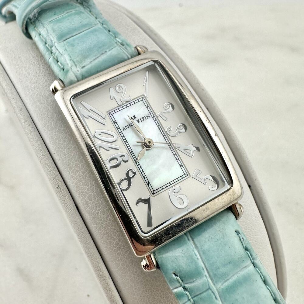 Anne Klein Women’s Mother of Pearl Dial, Blue Leather Women’s Watch, New Battery